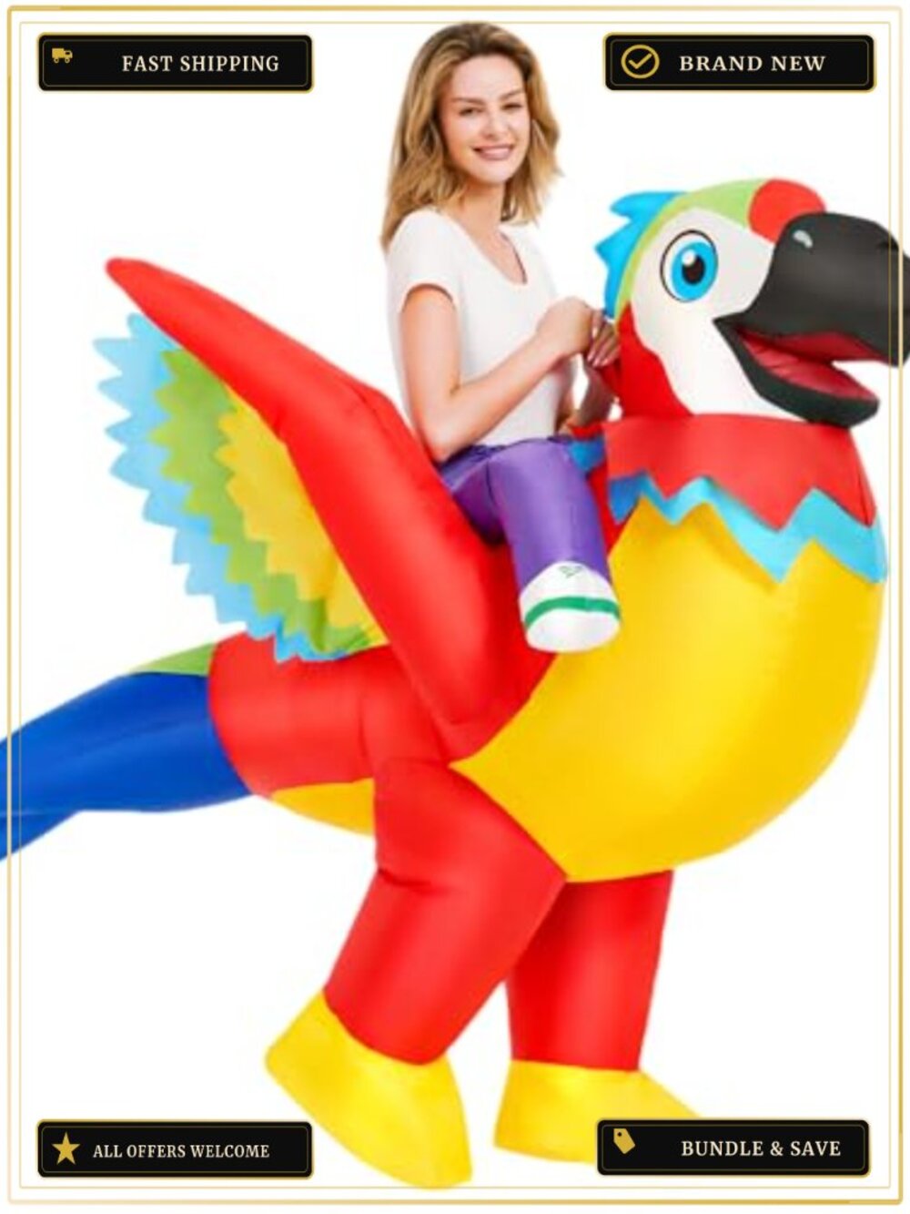 Inflatable Parrot Costume 190T Polyester Adult Blow Up Halloween